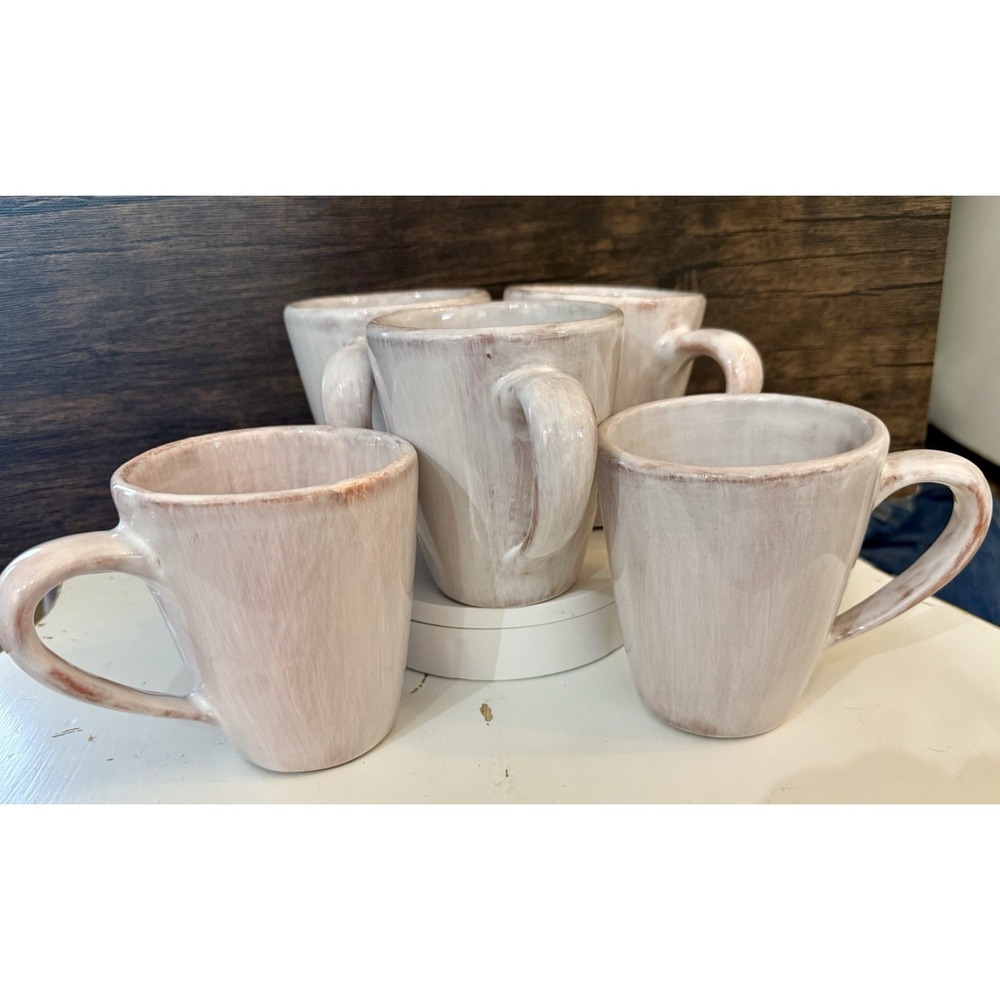 Everyware Handmade Mexico Pink Pottery Mug Set 5 Rustic Coffee‎ Cups